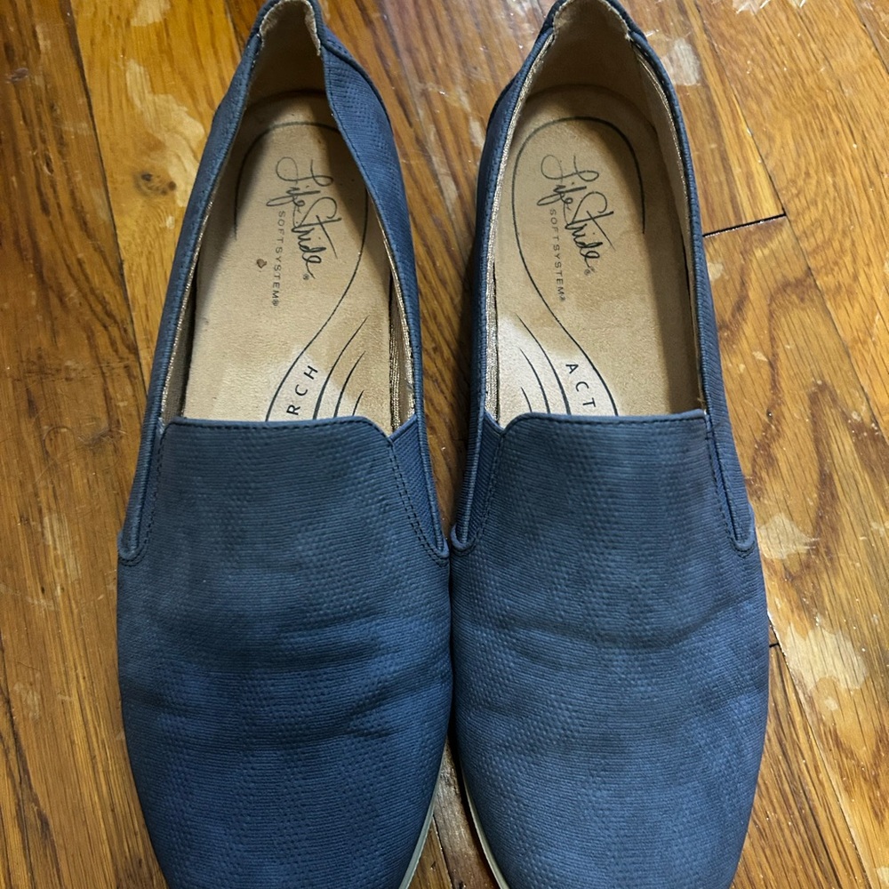 Navy Blue Suede Slip-On Loafers with Rubber Sole
